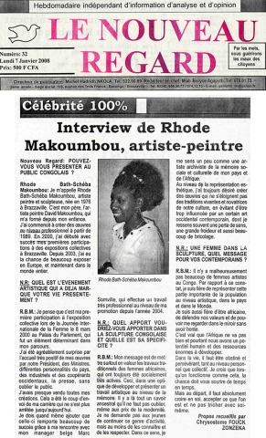 Rhode Makoumbou dans «Le Nouveau Regard», journal n° 32 (lun 07 jan 2008)