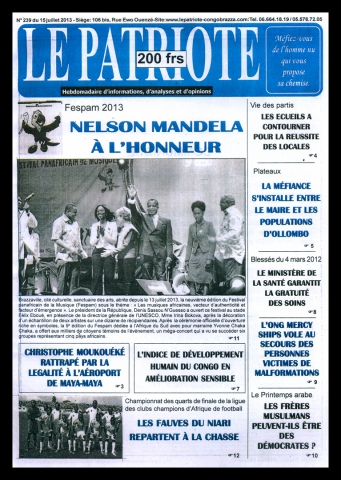 Rhode Makoumbou dans «Le Patriote», journal n° 239 (lun 15 jui 2013)