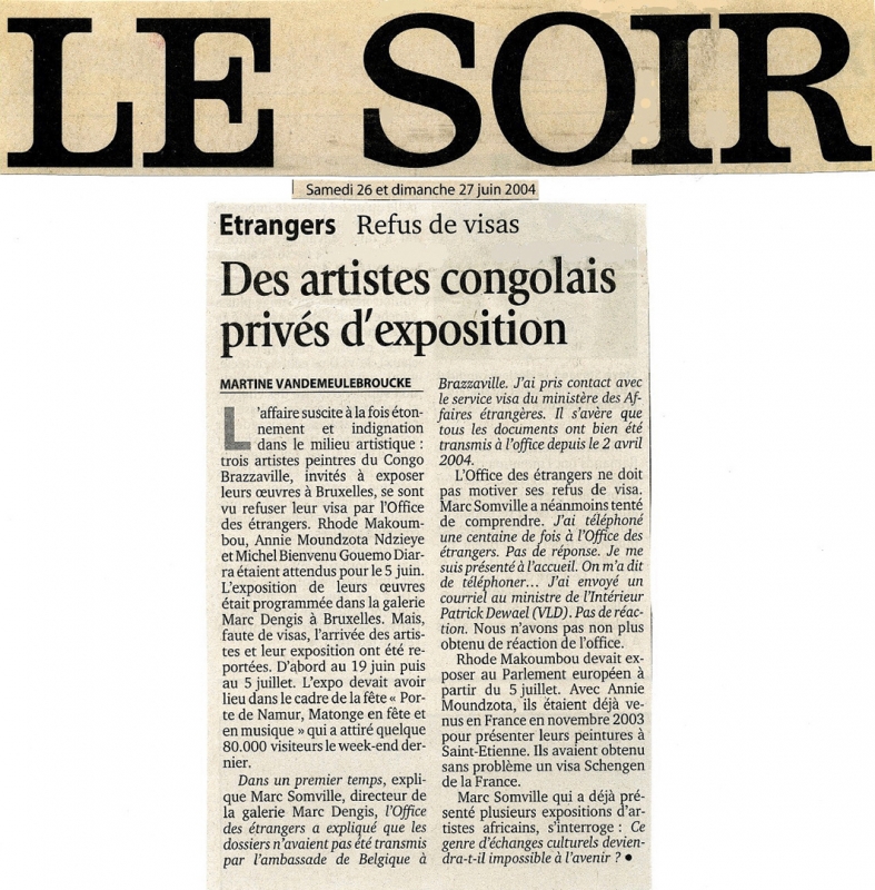 Rhode Makoumbou in «Le Soir» (za 26 jun 2004)