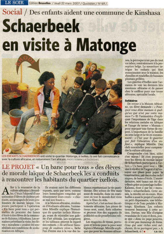 Rhode Makoumbou dans «Le Soir», journal n° 69 (jeu 22 mar 2007)