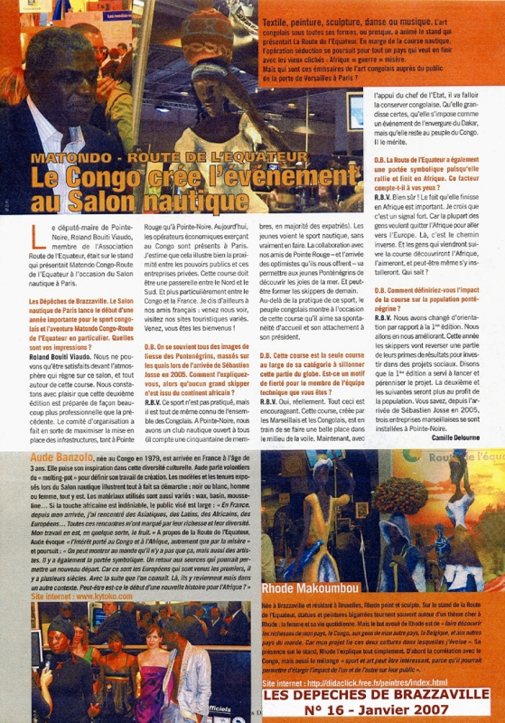 Rhode Makoumbou dans «Les Dépêches de Brazzaville», journal n° 16 (jan 2007)