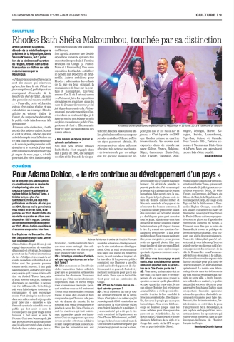 Rhode Makoumbou in «Les Dépêches de Brazzaville», krant n° 1789 (do 25 jul 2013)