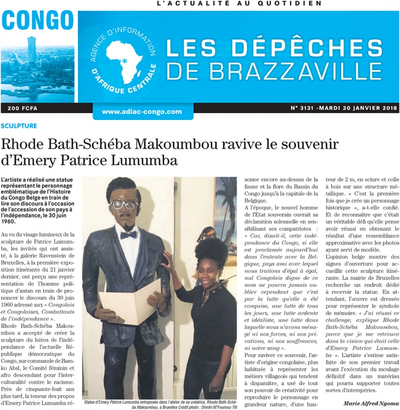 Rhode Makoumbou dans «Les Dépêches de Brazzaville», journal n° 3131 (mar 30 jan 2018)