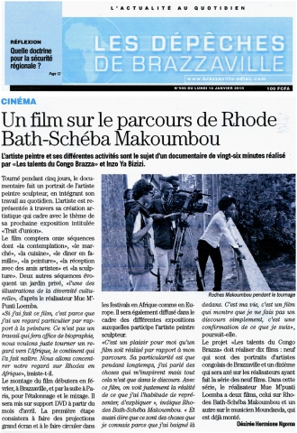 Rhode Makoumbou in «Les Dépêches de Brazzaville», krant n° 906 (ma 18 jan 2010)