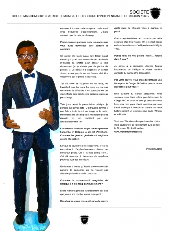 Rhode Makoumbou dans «Magazine Congolais Fiers De L'Être» (jui 2018) • Coupure de presse 3/3