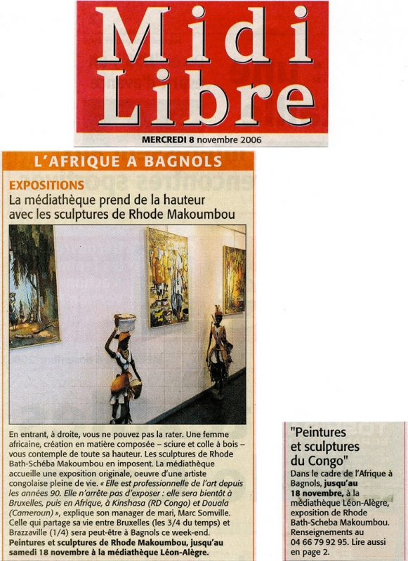 Rhode Makoumbou dans «Midi Libre» (mer 08 nov 2006)