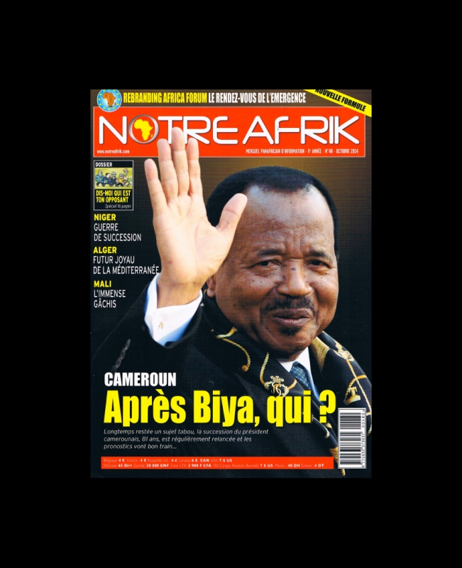 Rhode Makoumbou in «Notre Afrik», tijdschrift n° 48 (okt 2014) • Krantenknipsel 1/3