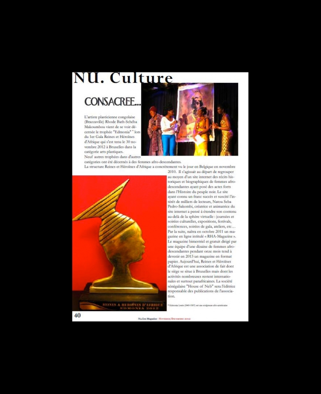 Rhode Makoumbou dans «Nu.Gen» (nov 2012) • Coupure de presse 2/2