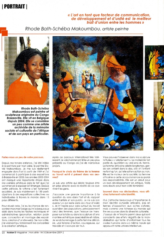 Rhode Makoumbou in «Nubian's», tijdschrift n° 3 (dec 2009) • Krantenknipsel 2/3