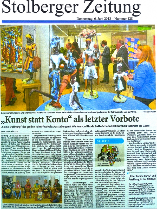 Rhode Makoumbou dans «Stolberger Zeitung», journal n° 128 (jeu 06 jun 2013)