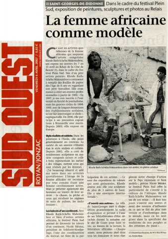 Rhode Makoumbou dans «Sud Ouest» (ven 06 avr 2007)