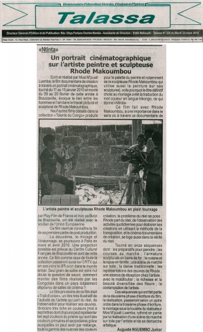 Rhode Makoumbou in «Talassa», krant n° 226 (di 23 mrt 2010)