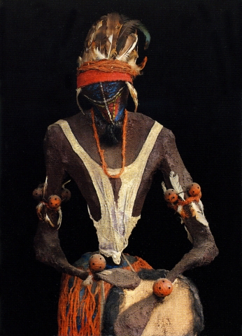 Rhode Makoumbou › Postkaart: «Le joueur de tam-tam (1), 2003»