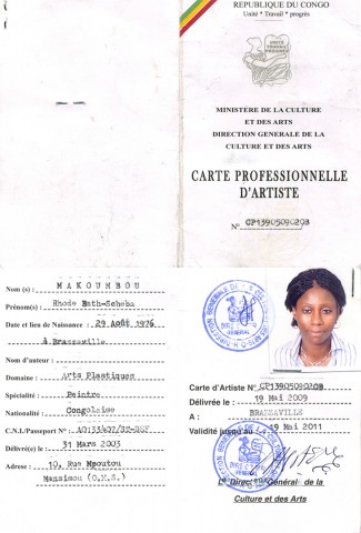 19 mei 2009 › «Carte professionnelle d'artiste» de Rhode Makoumbou.