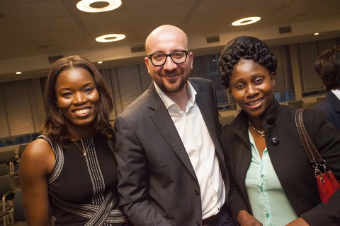 24 juin 2013 › Assita Kanko (conseillère communale MR à Ixelles), Charles Michel (Président du Mouvement Réformateur) et Rhode Makoumbou.