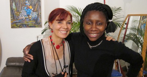 08 april 2011 › La présidente de «Ni putes ni soumises» (Belgique) Jamila Sim'Hammed et Rhode Makoumbou.