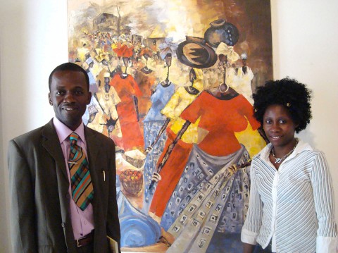 10 mei 2008 › Le peintre congolais Russel Bidounga et Rhode Makoumbou au Village des Arts.