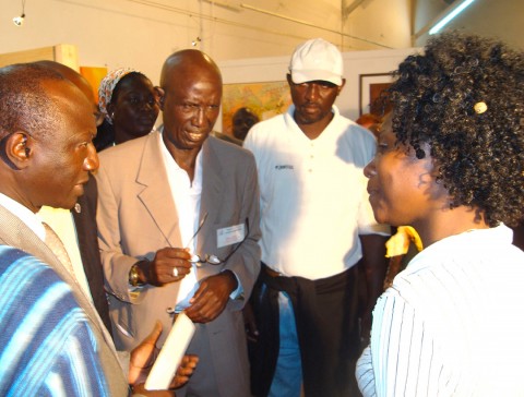 10 mei 2008 › Mame Birame Diouf (Ministre sénégalais de la culture), Mamadou Wade (Secrétaire Général du Village des Arts) et Rhode Makoumbou.