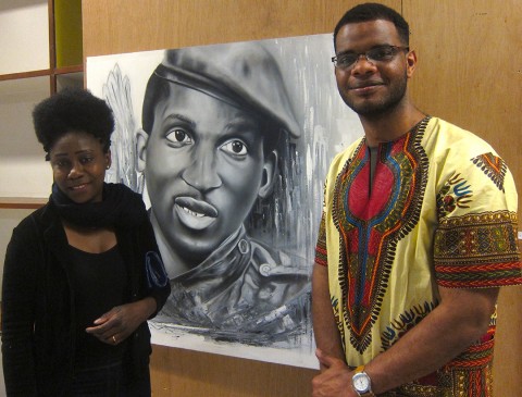 14 février 2017 › Rhode Makoumbou et le peintre congo-angolais Kevin-Miche Ferreira, réalisateur d'un magnifique portrait de Thomas Sankara.