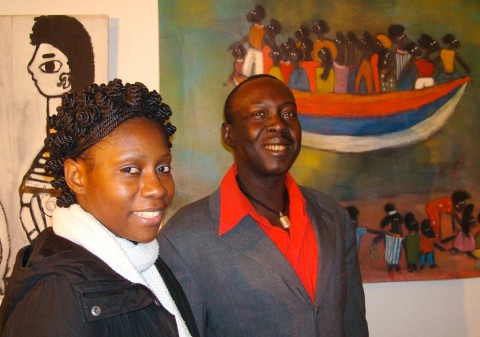 01 december 2007 › Rhode Makoumbou et le peintre sénégalais Ibrahima Kebe.