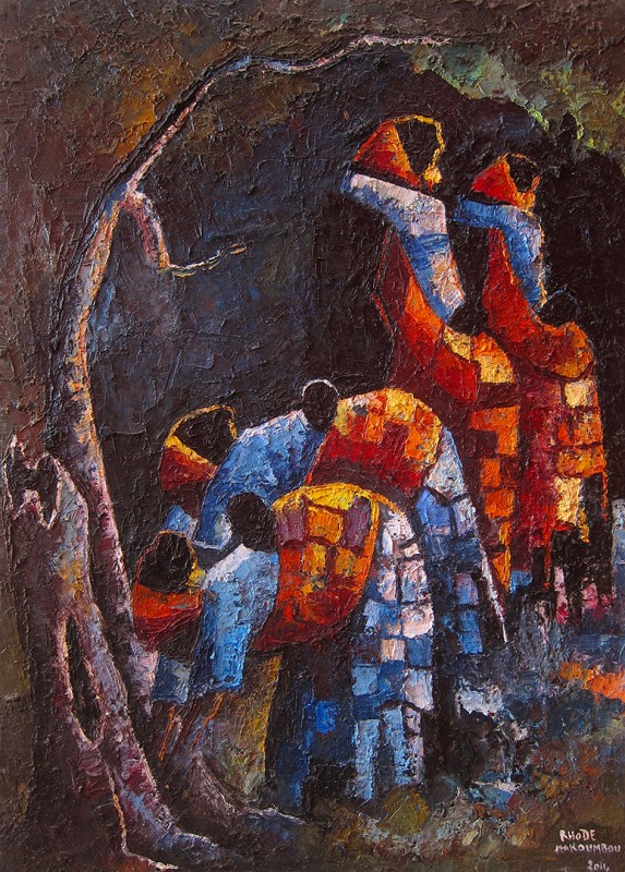 Rhode Makoumbou › Peinture : «En forêt» (2014)