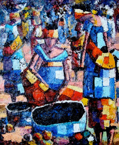Rhode Makoumbou › Peinture : «La vendeuse» (2008) • ID › 151