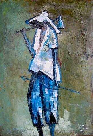 Rhode Makoumbou › Peinture : «Le chasseur» (2013) • ID › 360