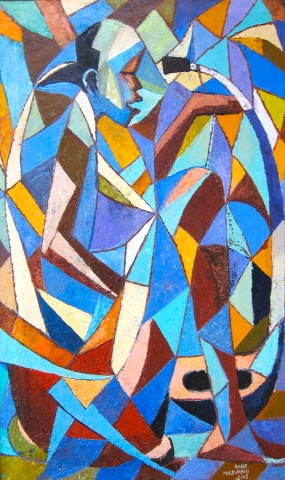 Rhode Makoumbou › Peinture : «Le joueur de cora» (2009)