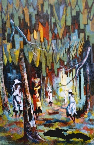 Rhode Makoumbou › Peinture : «Le sous bois» (2004)