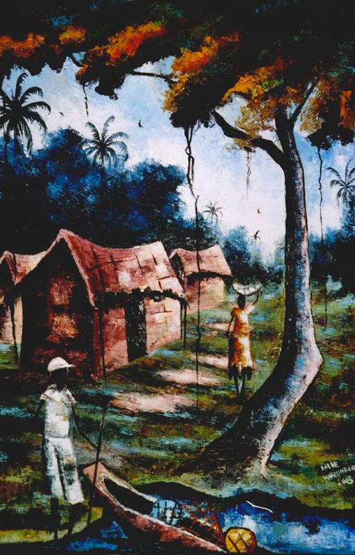 Rhode Makoumbou › Schilderij: «Le village» (2005)