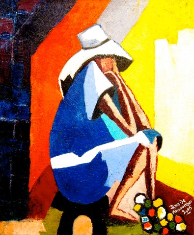 Rhode Makoumbou › Peinture : «Pensif» (2005)