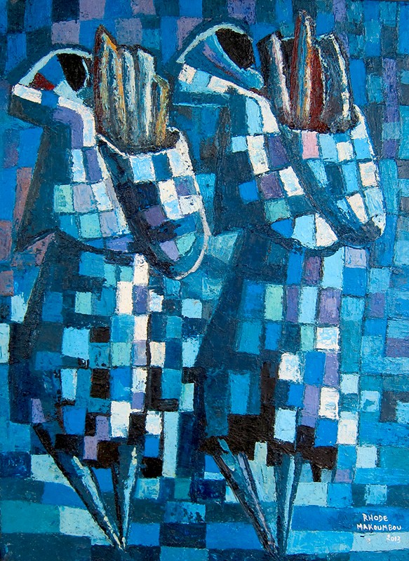 Rhode Makoumbou › Schilderij: «Porteuses de mponzi» (2013)