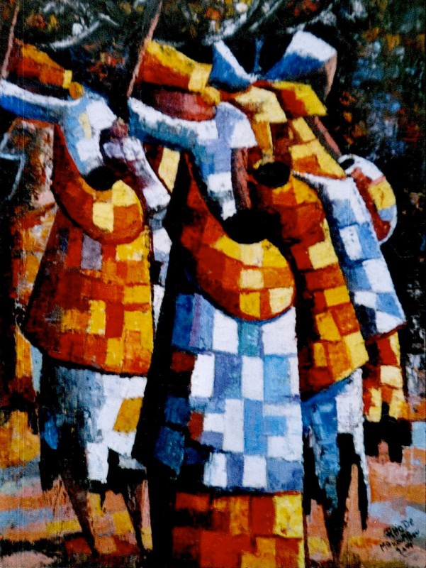Rhode Makoumbou › Schilderij: «Retour du marché» (2004)