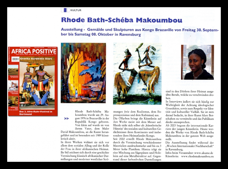 Rhode Makoumbou dans «Africa Positive», magazine n° 42 (aoû 2011)
