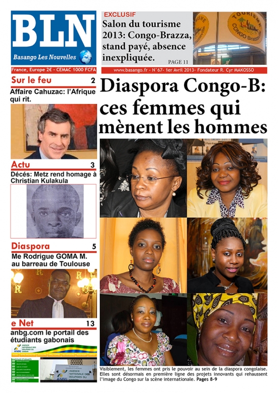 Rhode Makoumbou dans «Basango Les Nouvelles», magazine n° 67 (lun 01 avr 2013) • Coupure de presse 1/2