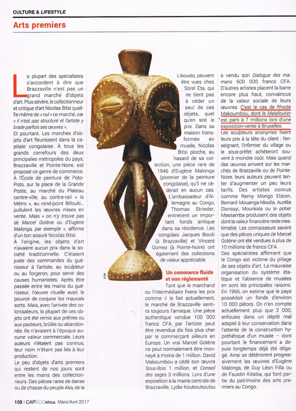 Rhode Makoumbou dans «Capéco Africa», magazine n° 9 (mar 2017) • Coupure de presse 2/3
