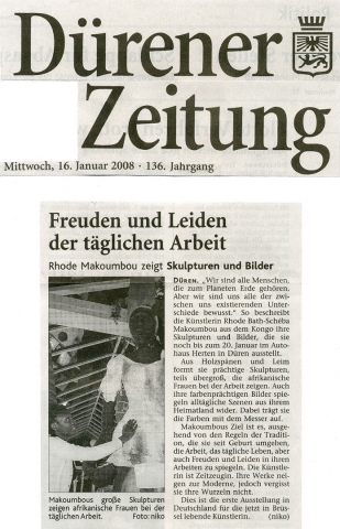 Rhode Makoumbou dans «Dürener Zeitung», journal n° 136 (mer 16 jan 2008)