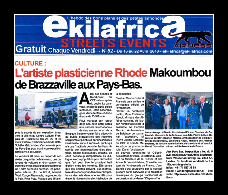 Rhode Makoumbou in «Ekilafrica», tijdschrift n° 52 (vri 16 apr 2010)
