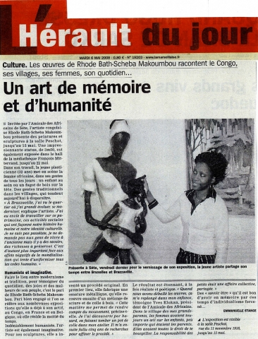 Rhode Makoumbou dans «L'Hérault du jour», journal n° 19203 (mar 06 mai 2008)