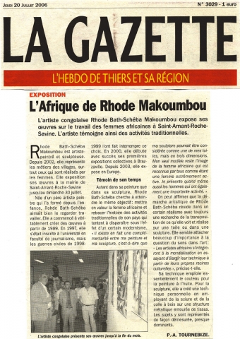 Rhode Makoumbou in «La Gazette», krant n° 3029 (do 20 jul 2006)