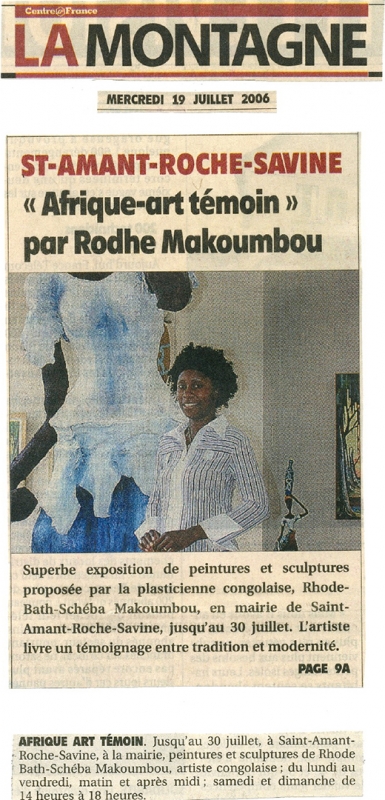 Rhode Makoumbou dans «La Montagne» (mer 19 jui 2006) • Coupure de presse 1/2