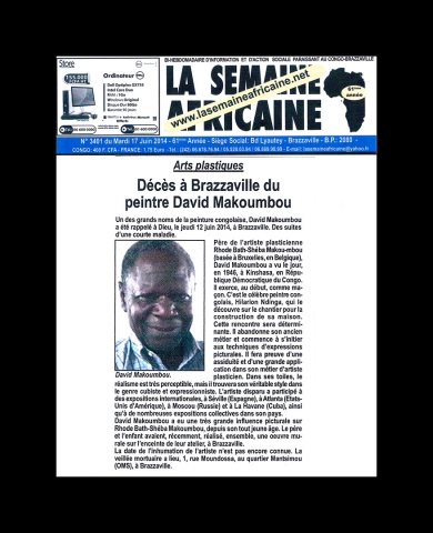 Rhode Makoumbou dans «La Semaine Africaine», journal n° 3401 (mar 17 jun 2014)
