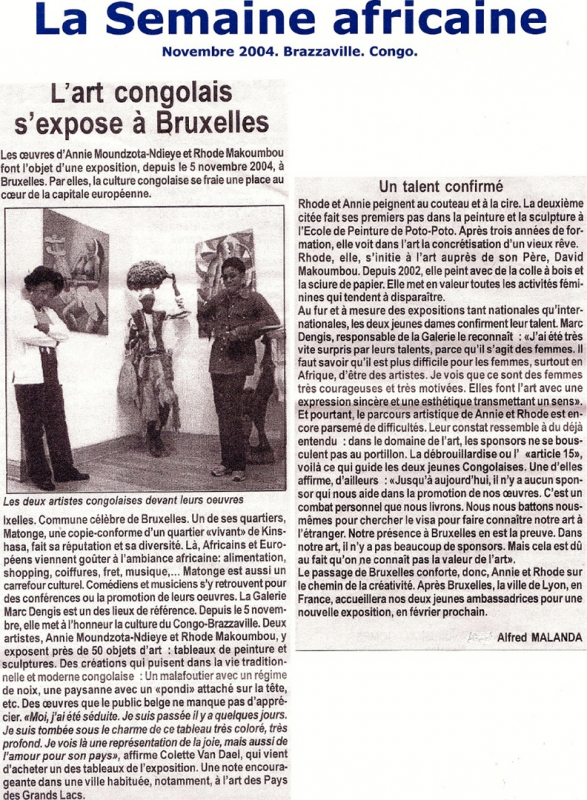 Rhode Makoumbou in «La Semaine Africaine» (nov 2004)