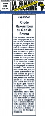 Rhode Makoumbou in «La Semaine Africaine», krant n° 2976 (di 09 mrt 2010)
