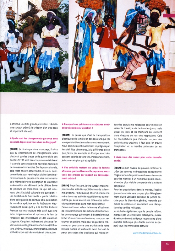 Rhode Makoumbou dans «Le nouvel Afrique», magazine n° 17 (fév 2010) • Coupure de presse 2/2