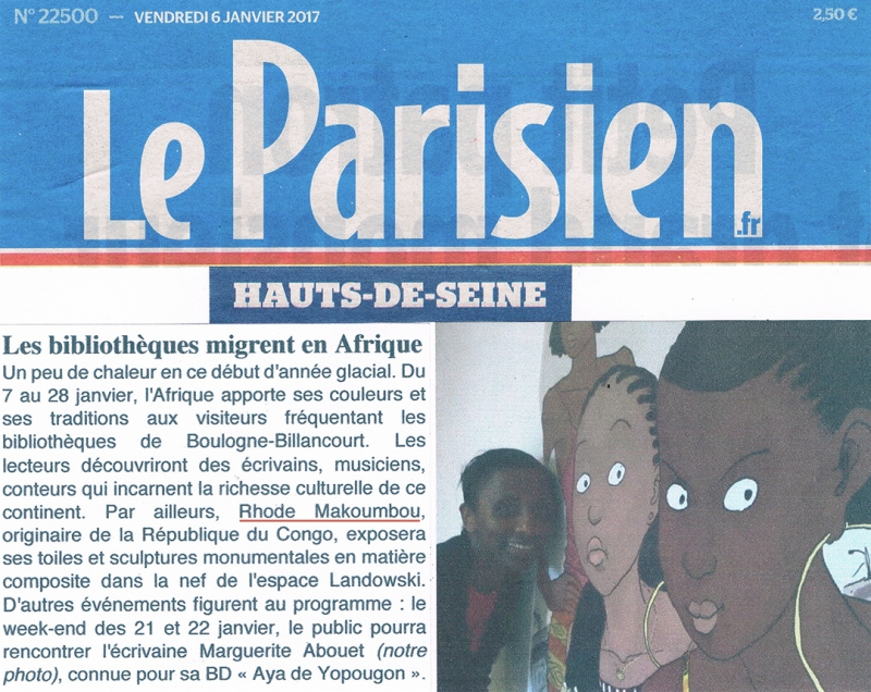 Rhode Makoumbou in «Le Parisien», krant n° 22500 (vri 06 jan 2017)