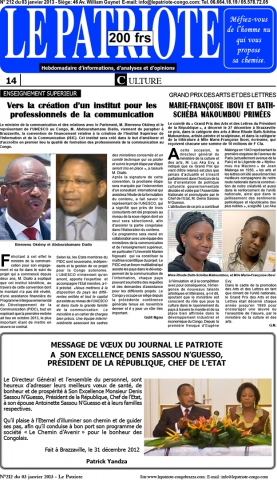 Rhode Makoumbou dans «Le Patriote», journal n° 212 (jeu 03 jan 2013)