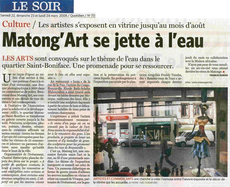 Rhode Makoumbou in «Le Soir», krant n° 70 (za 22 mrt 2008)