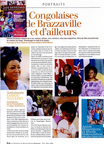 Rhode Makoumbou in «Les Dépêches de Brazzaville», krant n° 6 (mrt 2006)