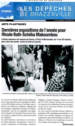 Rhode Makoumbou dans «Les Dépêches de Brazzaville», journal n° 1348 (ven 14 oct 2011)